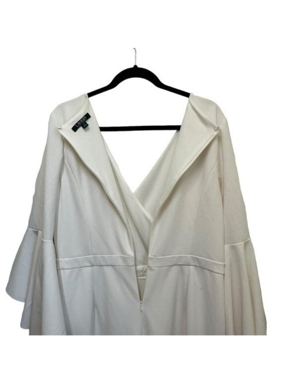 Lauren Ralph Lauren Jumpsuit Sz 16 Off White Bridal V Neck Wide Leg Frill Sleeve - Picture 4 of 10